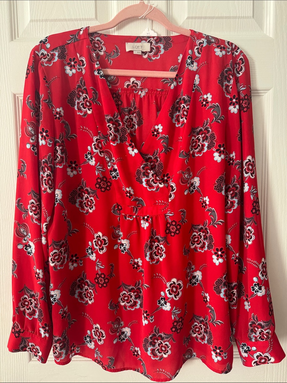 Loft Red Floral Blouse